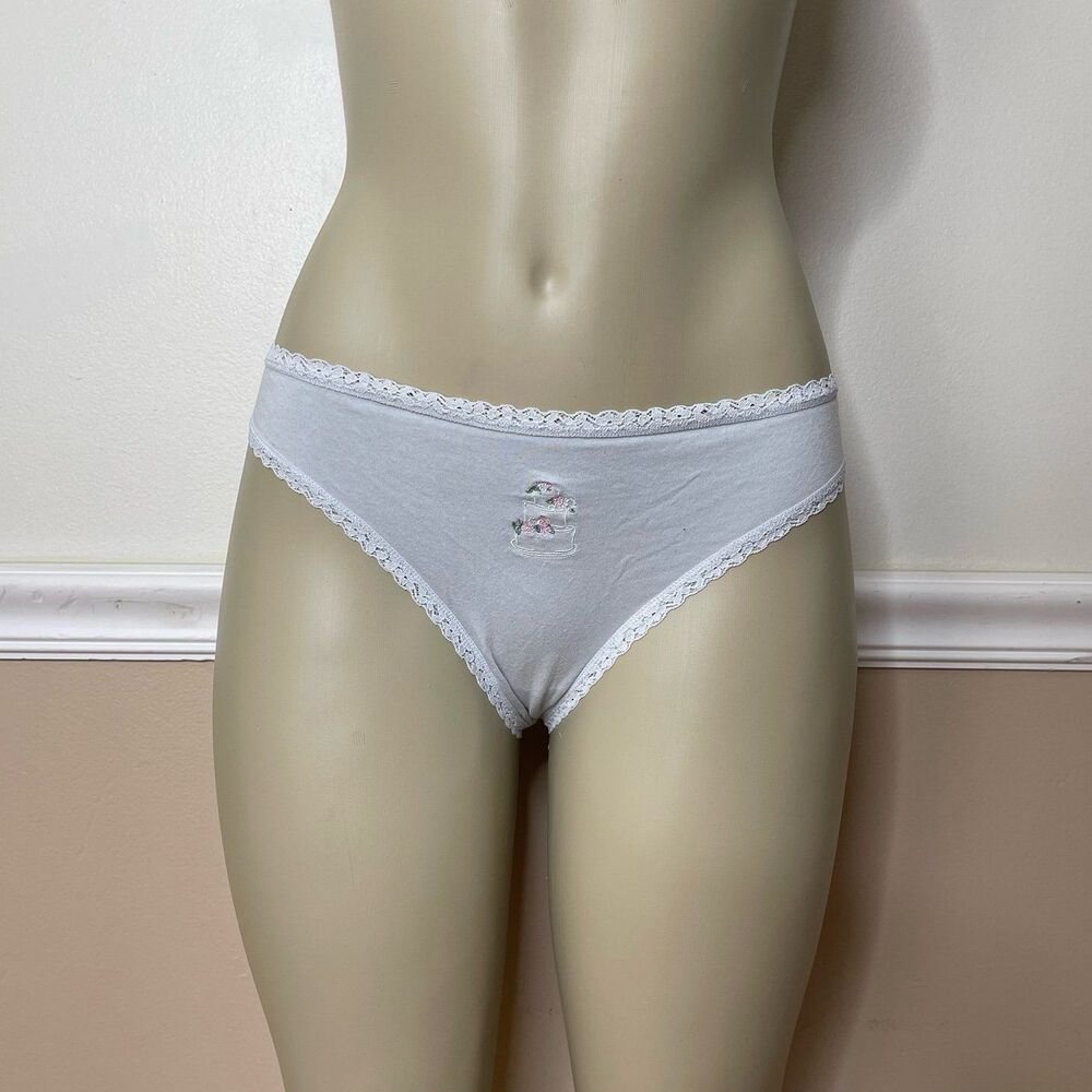 Victoria's Secret Wedding Cake Embroidered Cotton Lace-Trim Bikini Panty